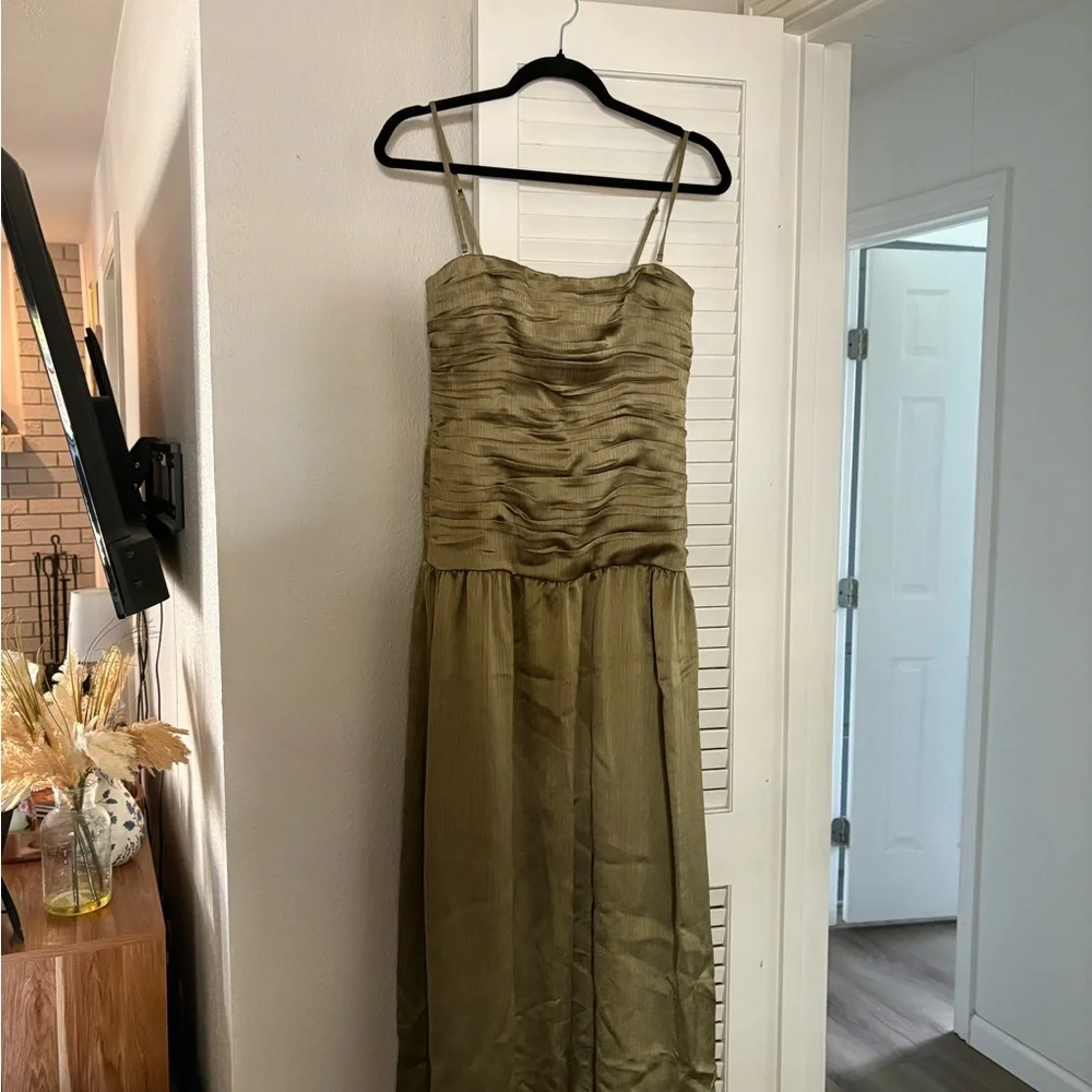 Reformation Olive Green Midi Dress - Picture 2 of 4